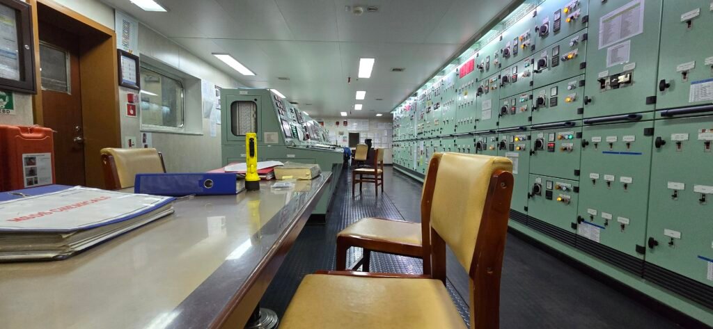 Engine control room of a tanker vessel